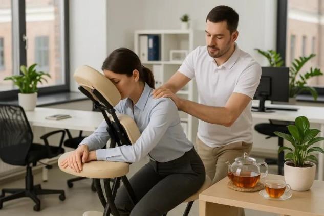 a woman getting a back massage in a spa